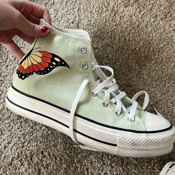custom green and butterfly converse - Picture 2 of 3